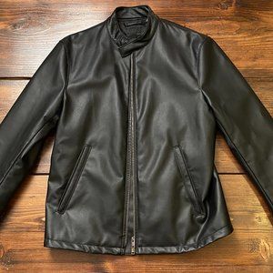 Uniqlo Men's Black Faux Leather Single-Breasted Jacket